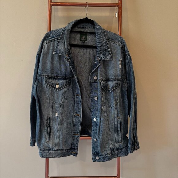 Wild Fable Oversized Distressed Denim Jacket - Picture 1 of 7